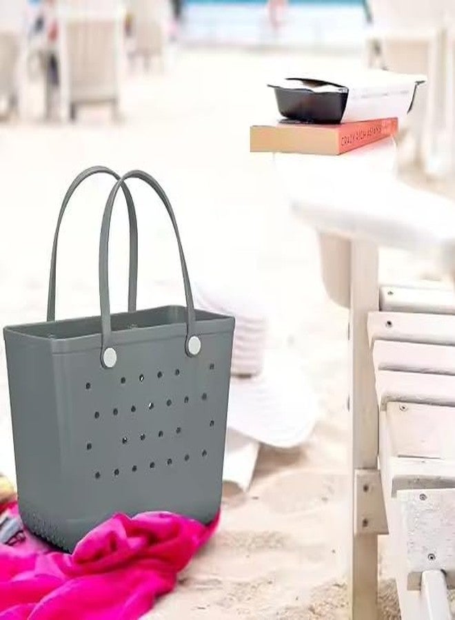 Whimsical EVA Silicone Handbag Summer Beach Bag Waterproof Sandproof Outdoor Tote Bag Portable Travel Bag Beach Sports Waterproof Handbag (Grey) - Image 2